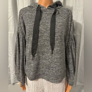 Cool Taylor & Sage size S gray hooded pleat bell long sleeve sweater NWT